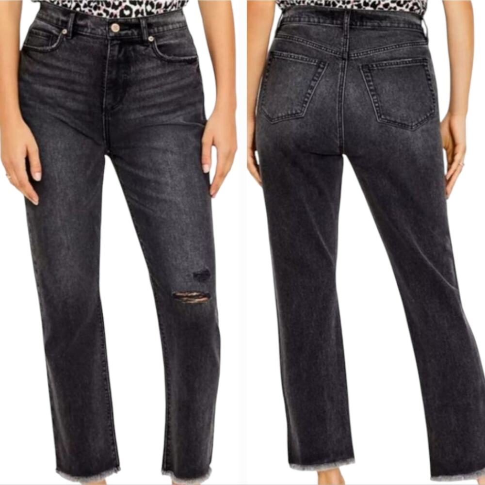 Loft High Rise Straight‎ Leg Curvy Cropped Distressed Stretch Jeans Size 10 New